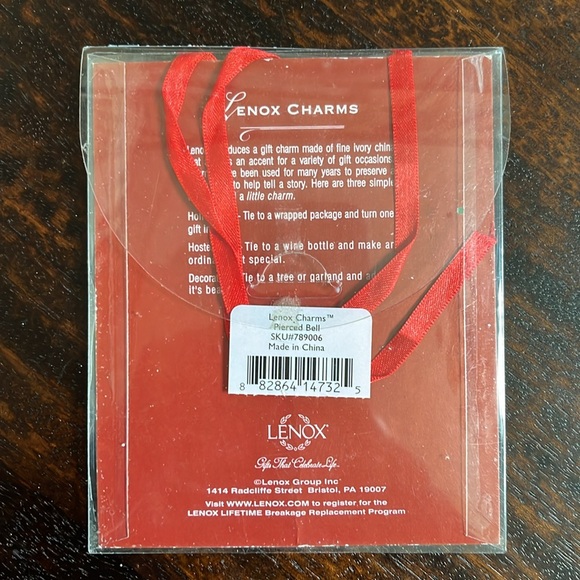 Lenox Pierced Fine Ivory China Bell Christmas Gift Charm Ornament - Picture 5 of 6